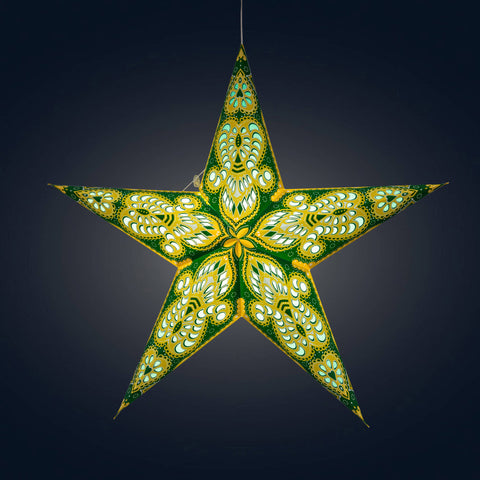 Artschatz LLC - Phoenix ~ 5  Pointer, 24", Yellow Paper Star Lantern Light