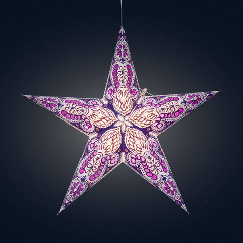 Artschatz LLC - Phoenix ~ 5  Pointer, 24", Violet Paper Star Lantern Light