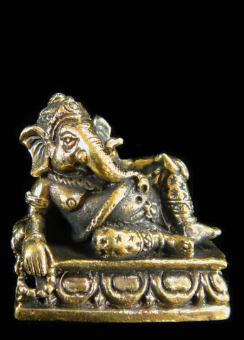 Brass Deity Statuette -Small- Reclining Ganesh