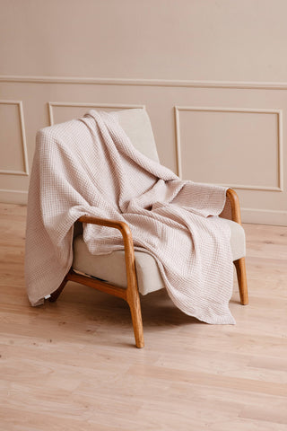 LinenQ - Waffle linen throw