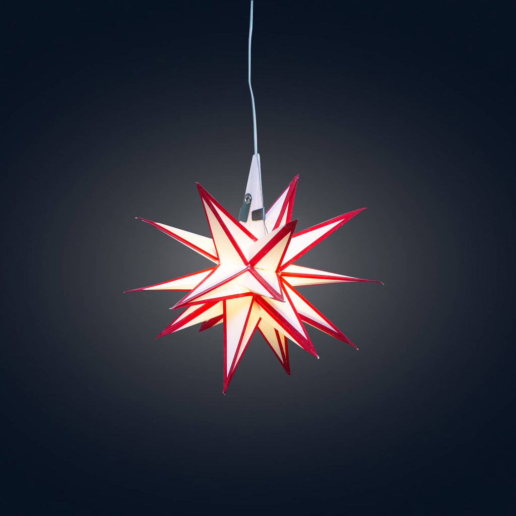 Artschatz LLC - Moravian Mini Star ~ 7", White /Red Paper Star Lantern Light