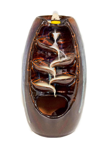 Fantasy Gifts - Ceramic Brown/Blue Back Flow Incense Burner