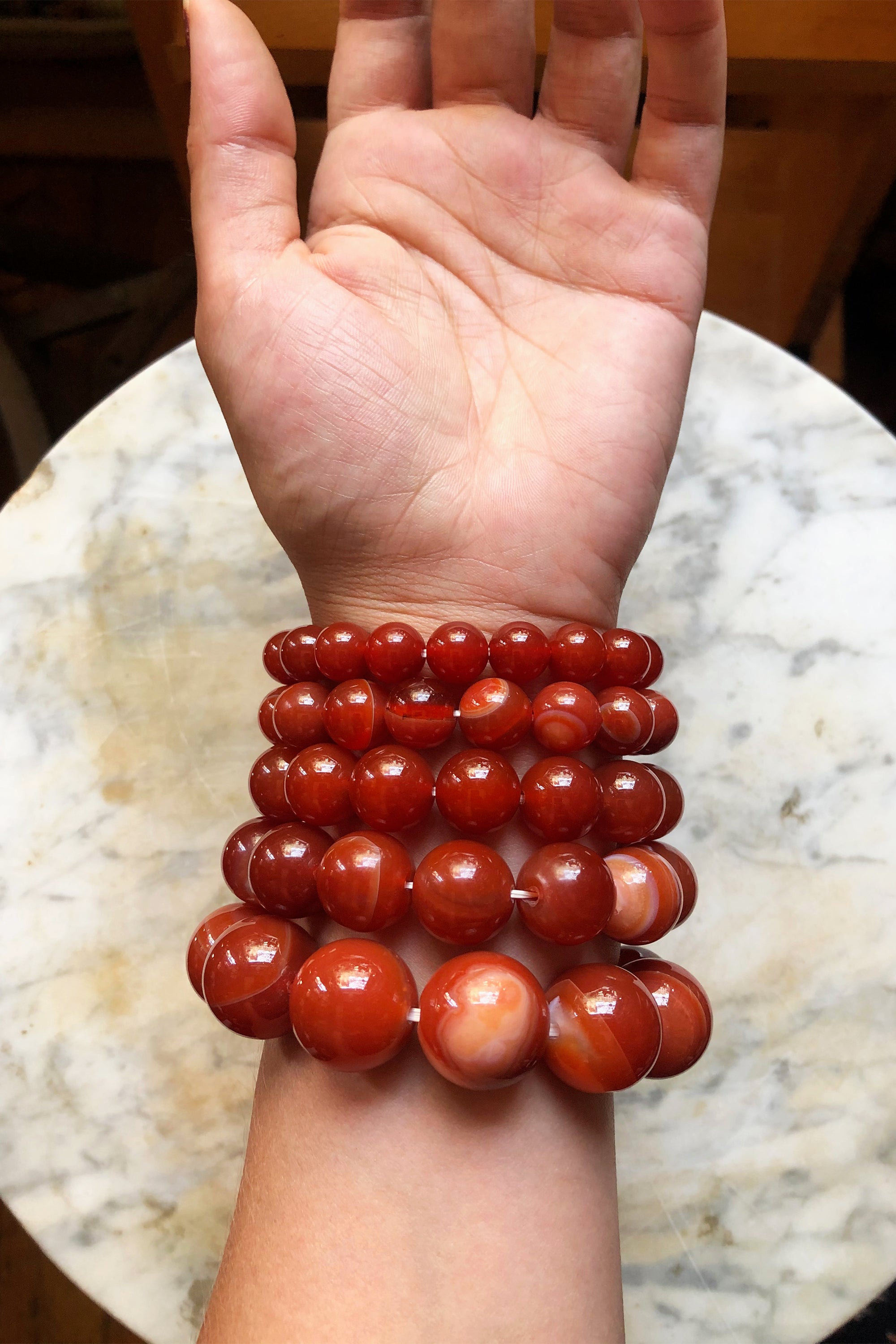 Red Agate Beaded Bracelet