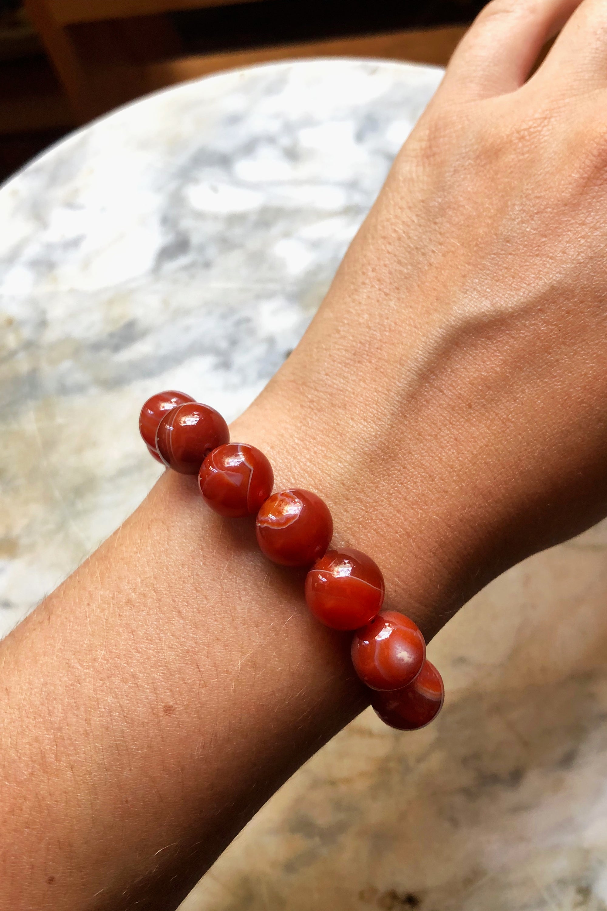 ACTUAL UNIT】Natural Mongolia South Red Agate Bracelet (天然蒙料南红玛瑙手串) |  Chakrasup.com is your one stop Gemstone & Crystal online store