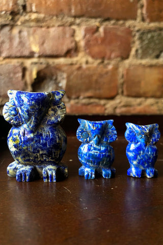 Lapis Lazuli Carved Owls