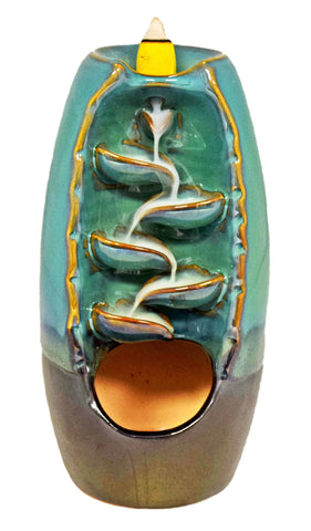 Fantasy Gifts - Ceramic Blue/Green Back Flow Incense Burner