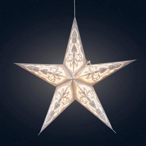 Artschatz LLC - Nigella 5 Point 24" Gray Paper Star Lantern Light